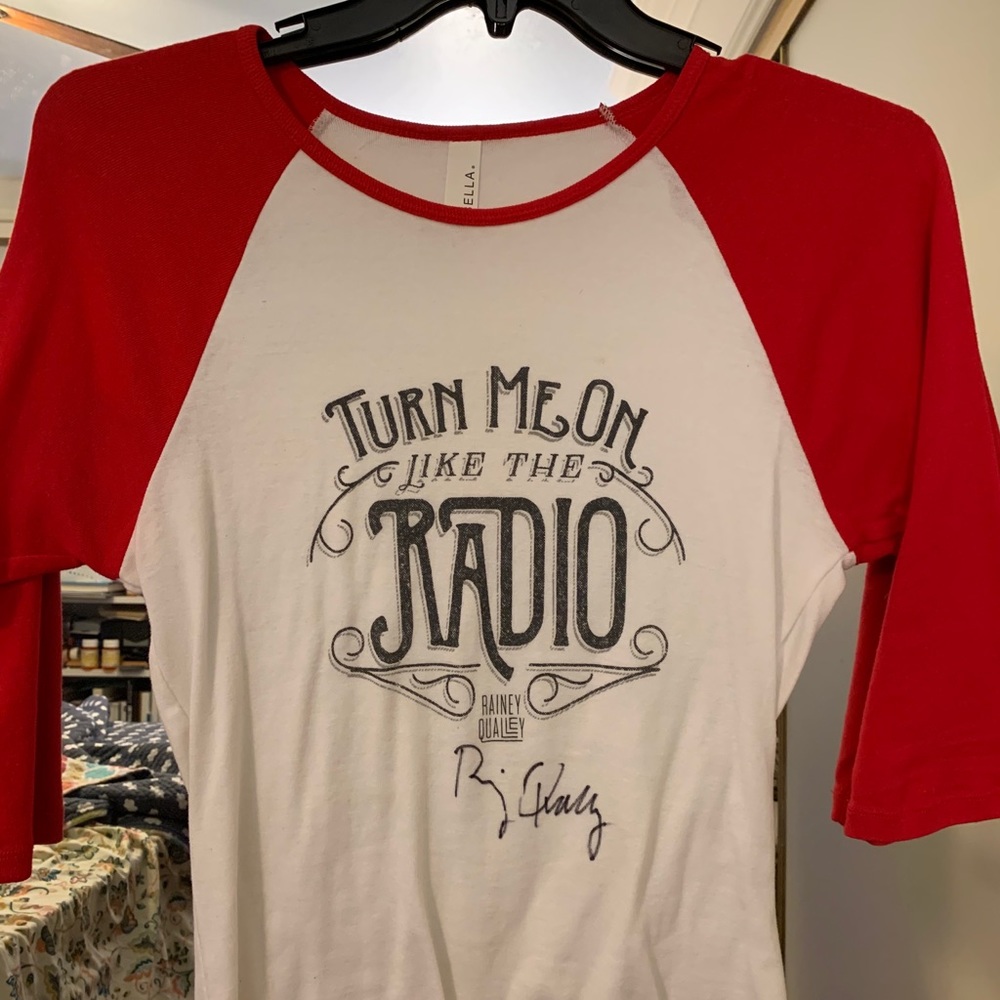 Rainey Qualley signed band shirt baseball style